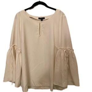Lane Bryant Boho Bell Sleeve Elegant Cream Blouse
